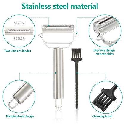 AIG Stainless Steel 3-in-1 Vegetable Peeler & Julienne Cutter – Multi-Functional Kitchen Tool for Carrot, Cucumber, Potato & More