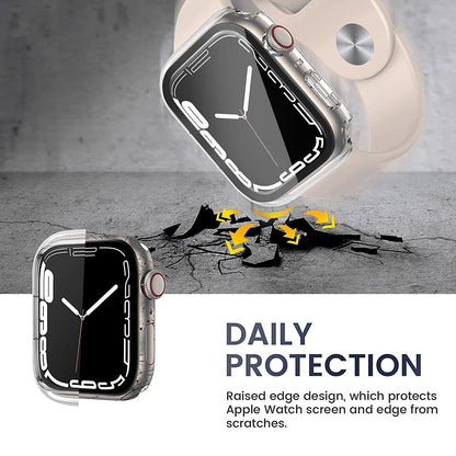 AIG Apple Watch 41mm Hard Case with Tempered Glass Screen Protector, Ultra-Thin Protective Cover for Series 9/8/7 - Starlight+Clear (02 PACK)