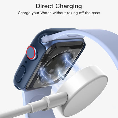 AIG Cover Case with Screen Protector for Apple Watch Series 9/8/7 (45mm) – All-Round Protective Case with Built-in Tempered Glass – High Sensitivity Touch – 2 Pack (Blue)