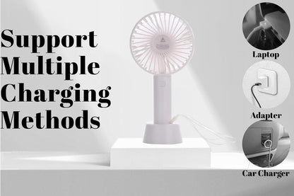 Rechargeable Mini Fan | USB Portable Handheld Cooling Fan with Stand, High Speed Personal Desk & Travel Fan