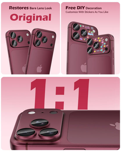 AIG Premium All-Metal Camera Lens Protector for iPhone 18 Pro – Dark Cherry