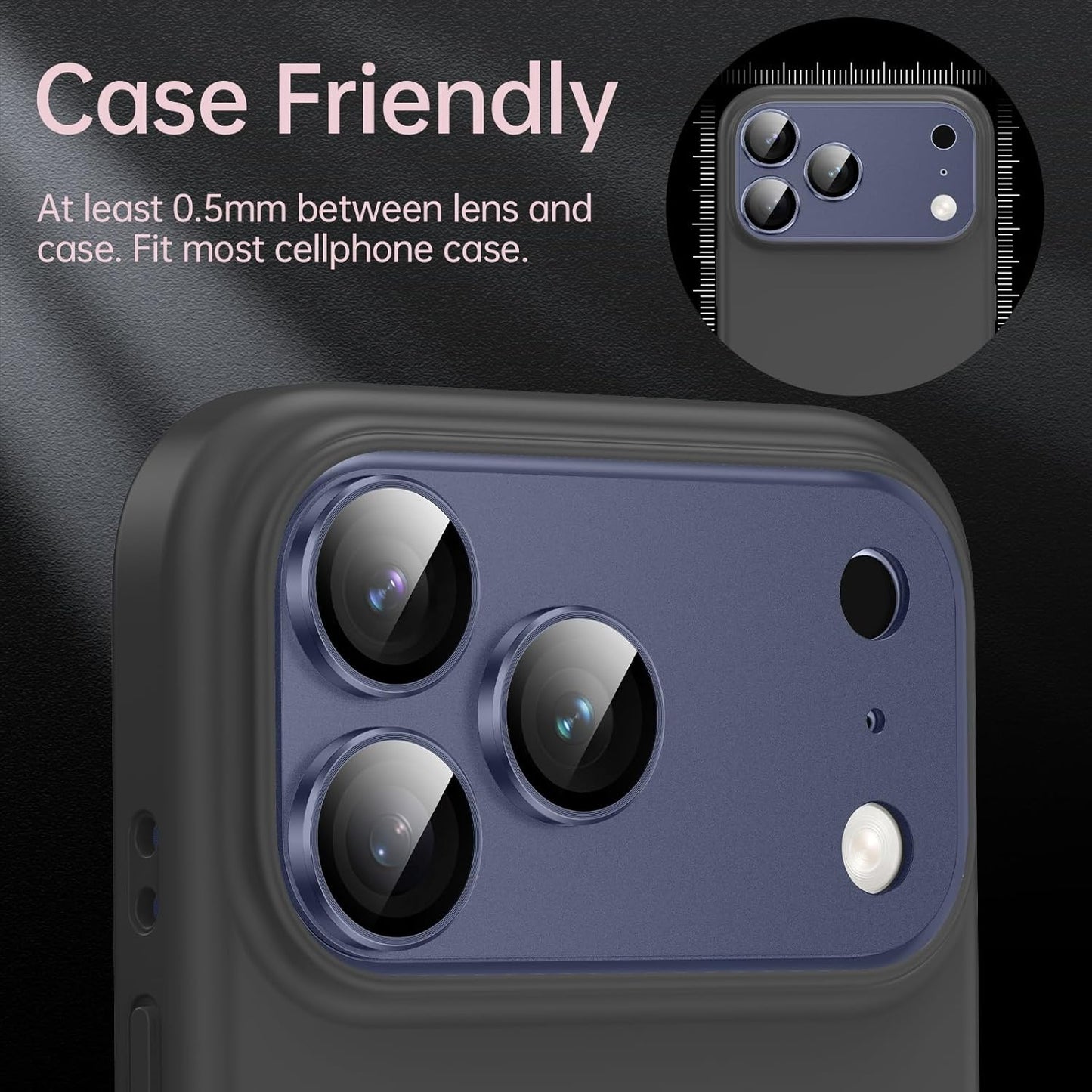 AIG Camera Lens Protector for iPhone 17 Pro – 9H Tempered Glass, Metal Ring, Blue Joint
