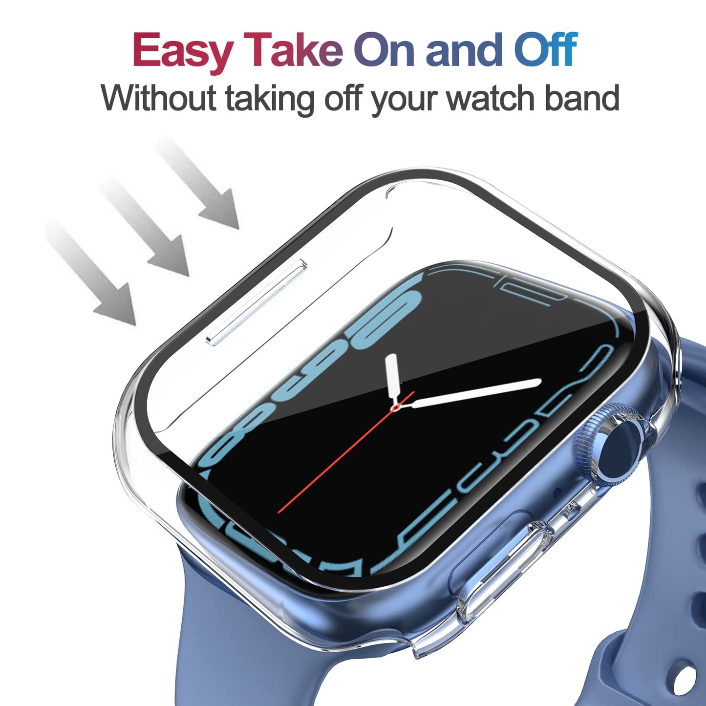 AIG Apple Watch 45mm Hard Case with Tempered Glass Screen Protector, Ultra-Thin Protective Cover for Series 9/8/7 - Clear/Transparent (1 Pack)