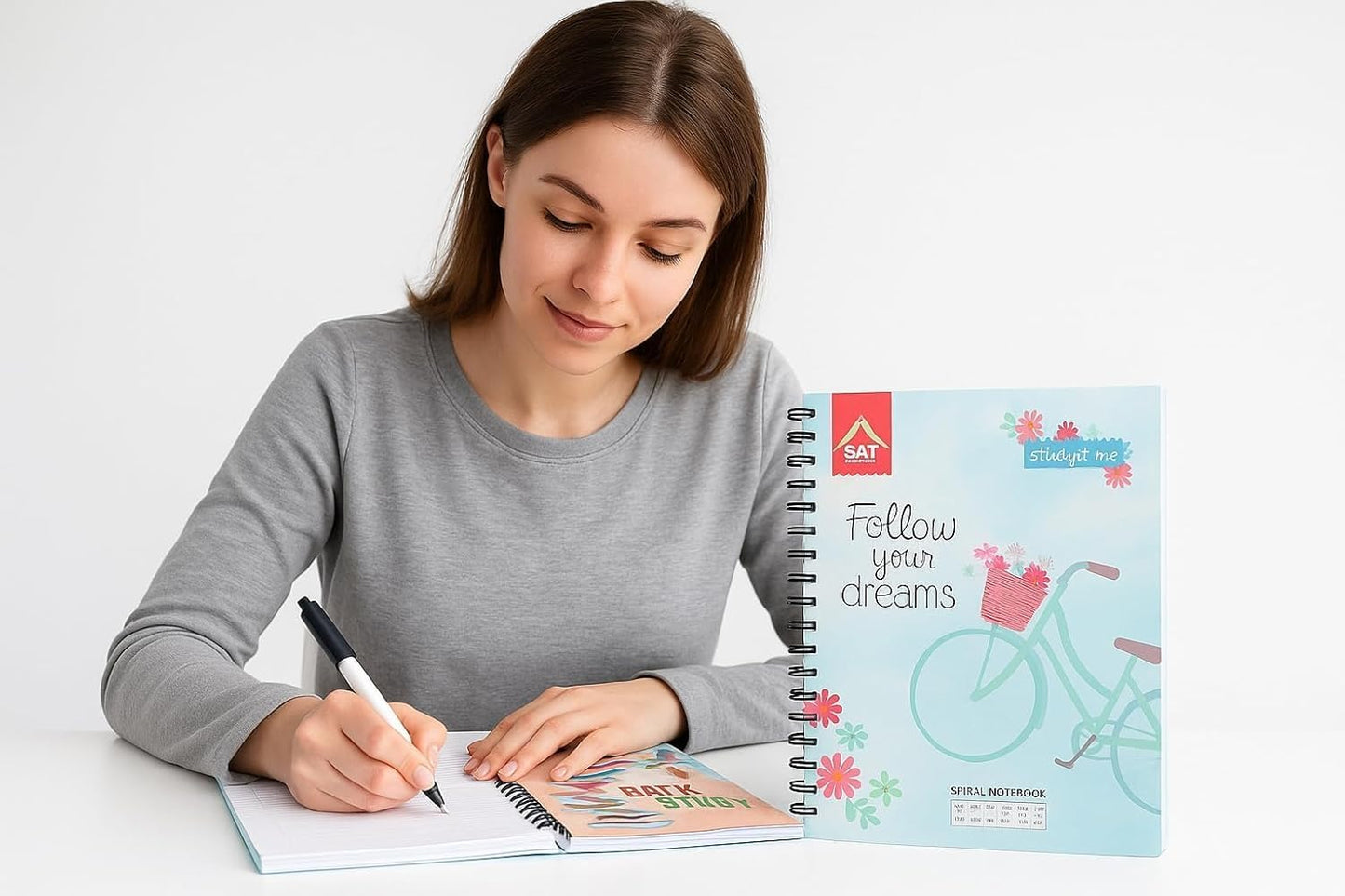 SAT Study Time Spiral Notebook – Premium Spiral Bound Notebook for School, College & Office | Smooth Writing Journal for Students (200 Pages)