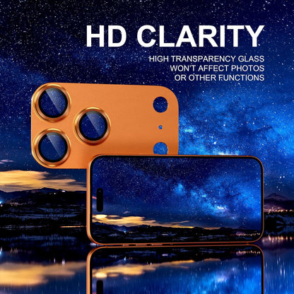 AIG Camera Lens Protector for iPhone 17 Pro Max – 9H Tempered Glass, Metal Ring, Orange Joint