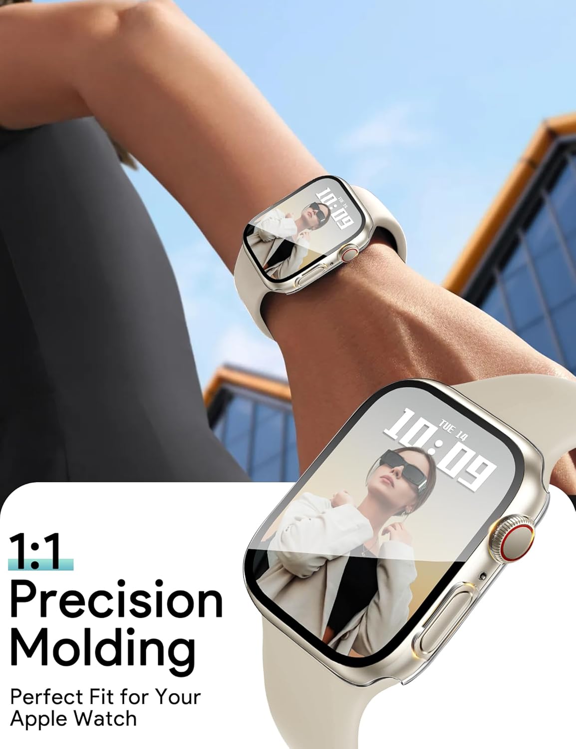 AIG Bumper Hard Case with Tempered Glass for Apple Watch Compatible with Series 6/5/4, 40mm Ultra-Thin Protective Cover with iWatch Screen Protector - Clear/Transparent (02 PACK)