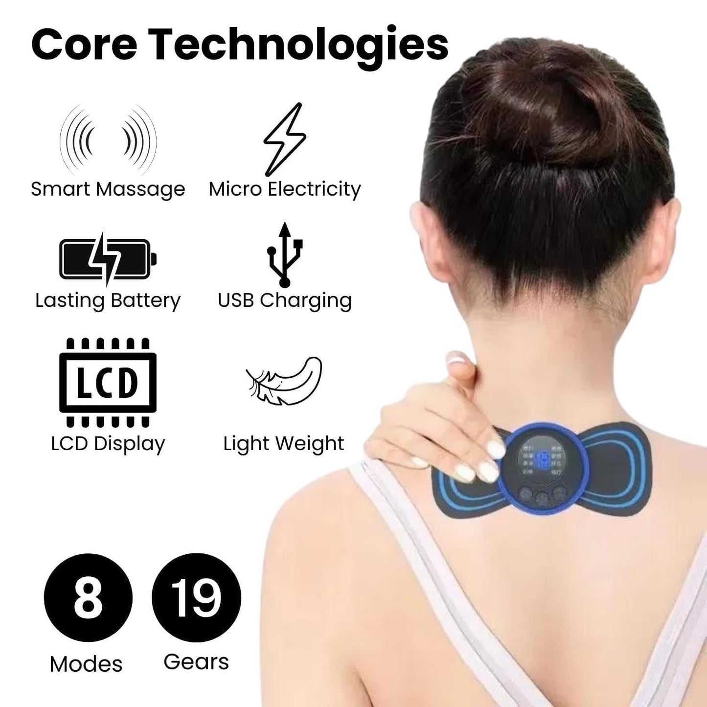 Wireless EMS Muscle Stimulator Abdominal Trainer | USB Rechargeable TENS Pulse Massager | Smart LCD Display | Portable Body Muscle Toning & Pain Relief Device for Abs, Arms, Legs & Waist