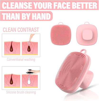 Silicone Face Scrubber (Pink, 1 Pack) – Soft Deep Cleansing Brush
