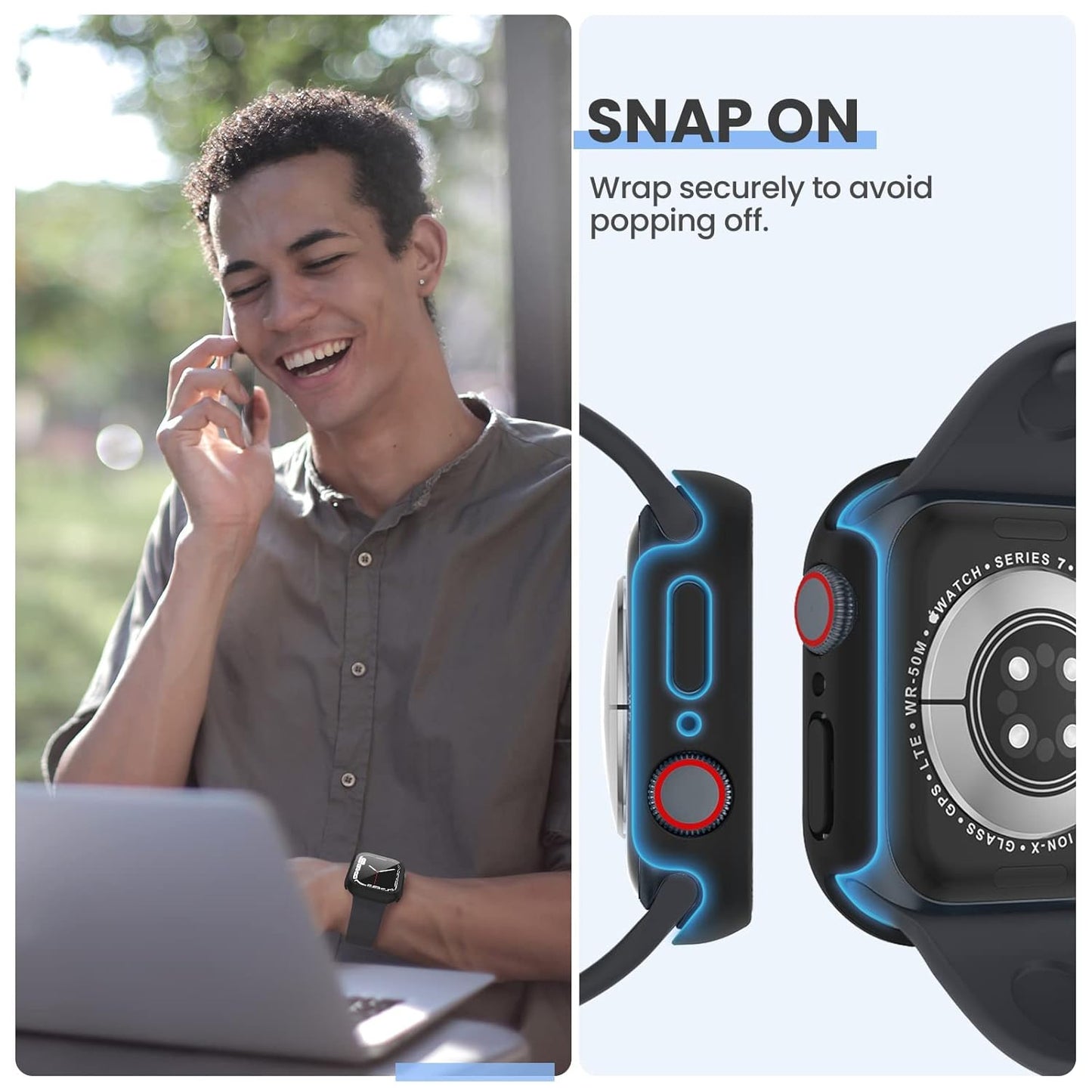 AIG [3PCS] Apple Watch Screen Protector Case 45mm for Series 9/8/7 – Tempered Glass Protective Face Cover with Hard Bumper – Full Coverage iWatch Accessories for Women & Men (Clear+Black+Black)