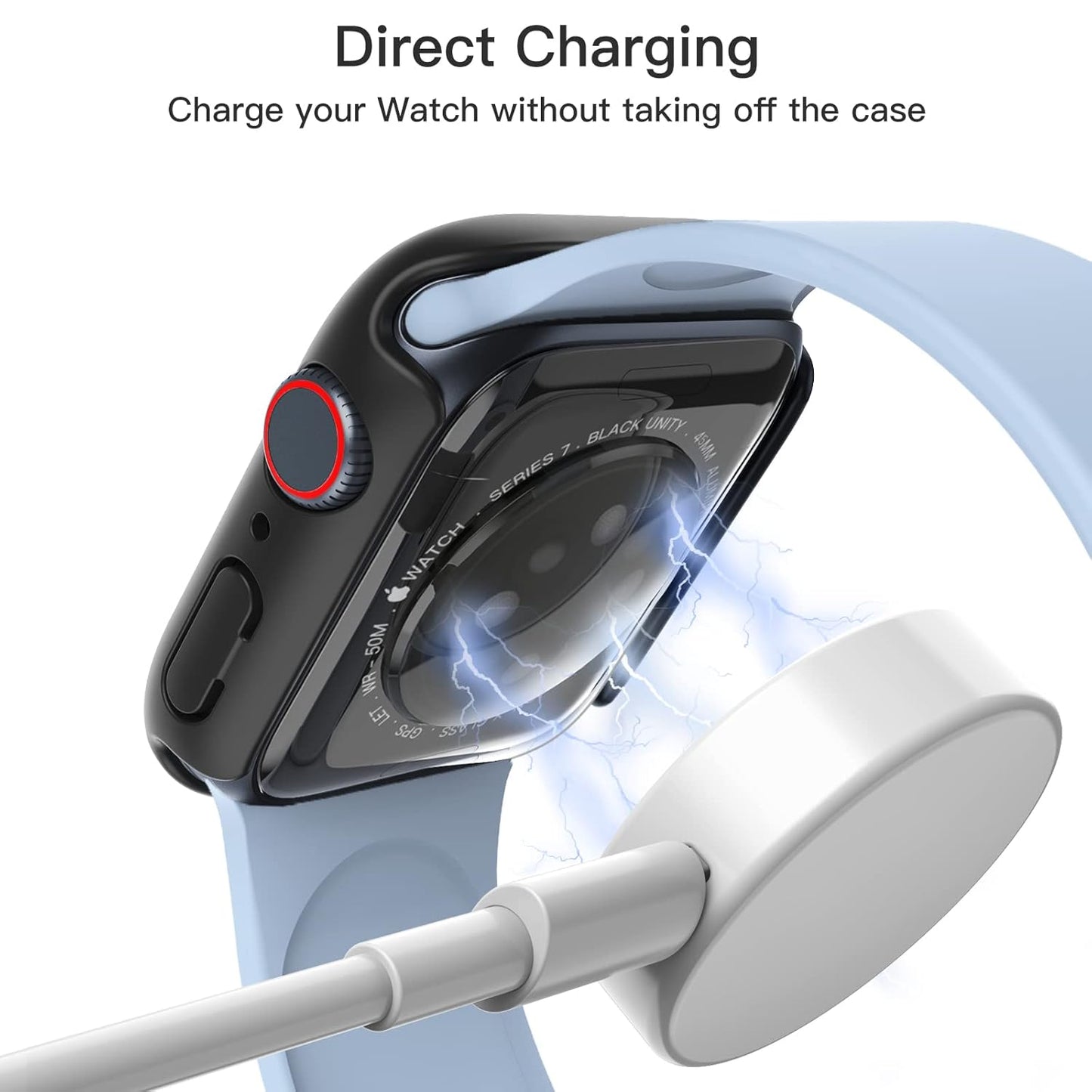 AIG Cover Case with Screen Protector for Apple Watch Series 9/8/7 (45mm) – All-Round Protective Case with Built-in Tempered Glass – High Sensitivity Touch – 2 Pack (Black)