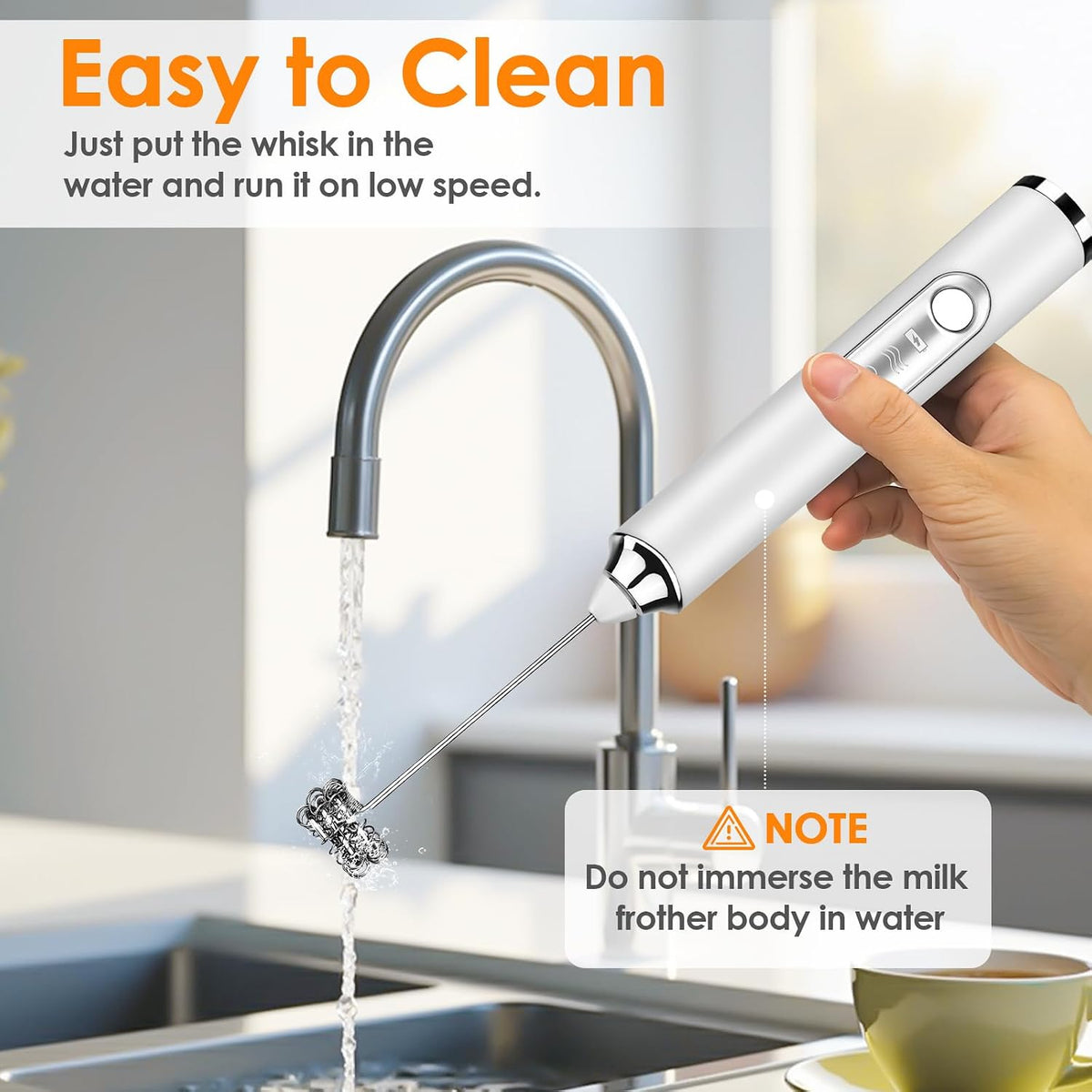 AIG Rechargeable Milk Frother & Coffee Whisk – Electric Handheld Coffee Mixer, Dual Spring Frothing Technology, Drink Mixer & Beater, Multi