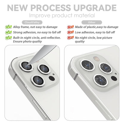 AIG Camera Lens Protector for iPhone 13 Pro/13 Pro Max – Tempered Glass & Aluminum Cover - Silver