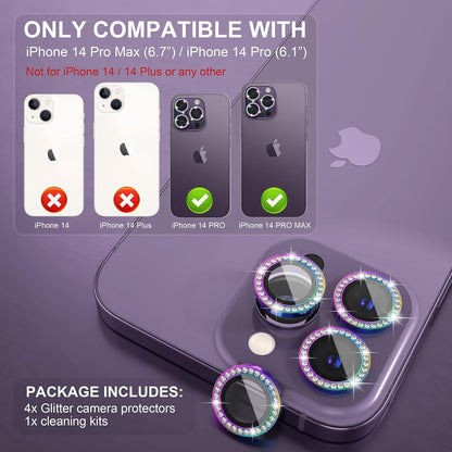 AIG iPhone 14 Pro/14 Pro Max Camera Lens Protector Bling – Colorful Diamond