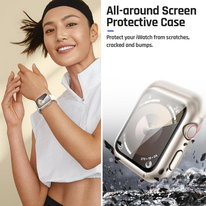 AIG Clear Hard Case with Tempered Glass for Apple Watch 40mm (Series 4/5/6) - Starlight (02 PACK)