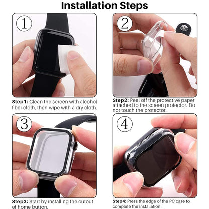 AIG Apple Watch 41mm Hard Case with Tempered Glass Screen Protector, Ultra-Thin Protective Cover for Series 9/8/7 - Clear/Transparent (1 Pack)