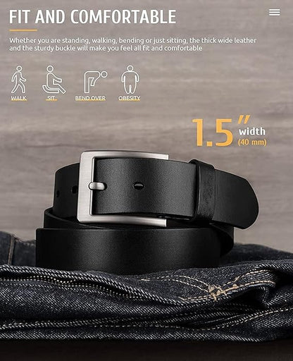 Creature Formal/Casual Black Color Genuine Leather Belts For Men (Length- 46 inches||40MM||BL-040-BLK) (BLACK)