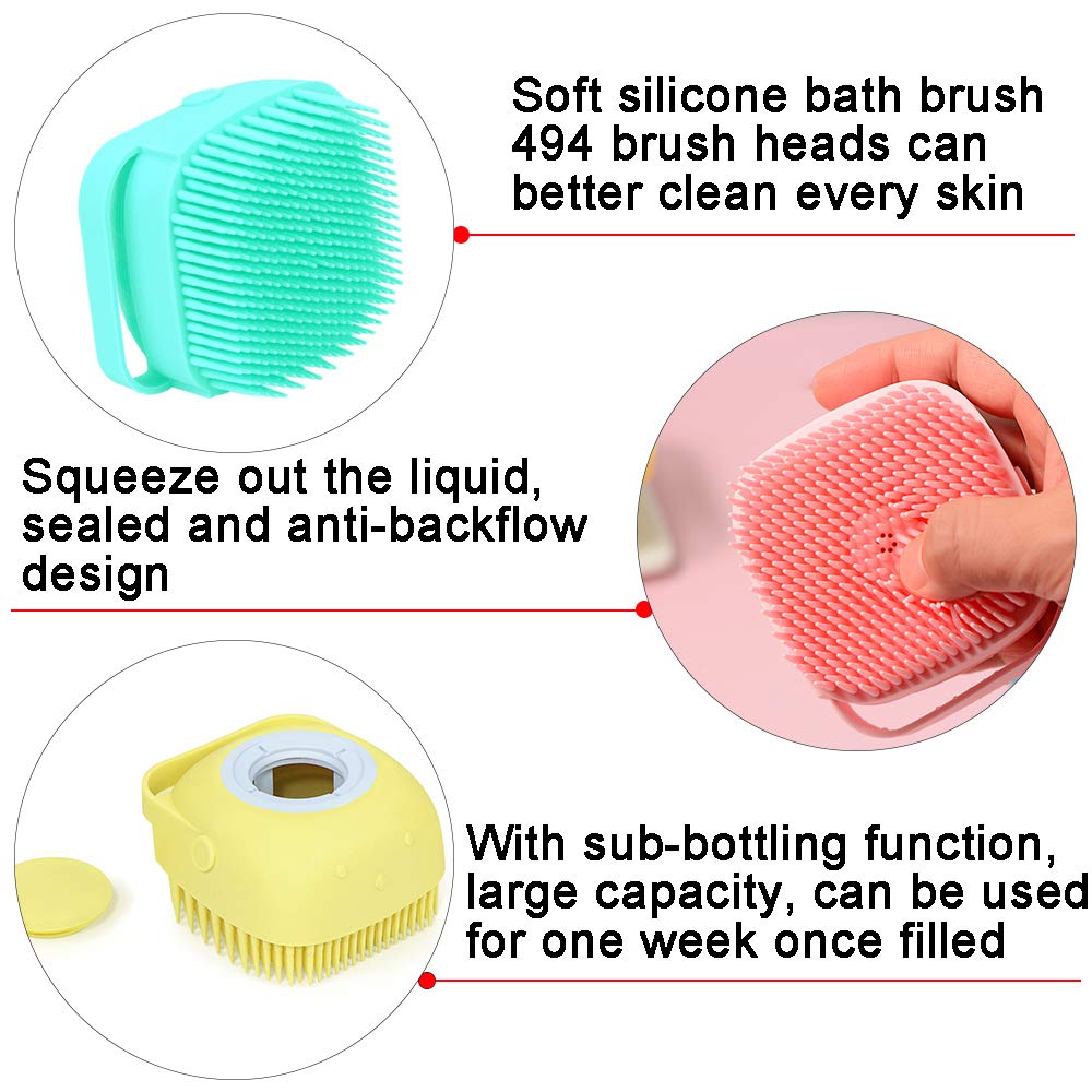 Silicone Body Brush Shower Scrubber with Shower Gel Dispenser Function,Soft Silicone Bath Massage Body Brush,Shower Loofah Brush