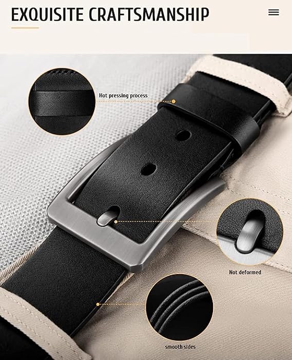Creature Formal/Casual Black Color Genuine Leather Belts For Men (Length- 46 inches||40MM||BL-040-BLK) (BLACK)