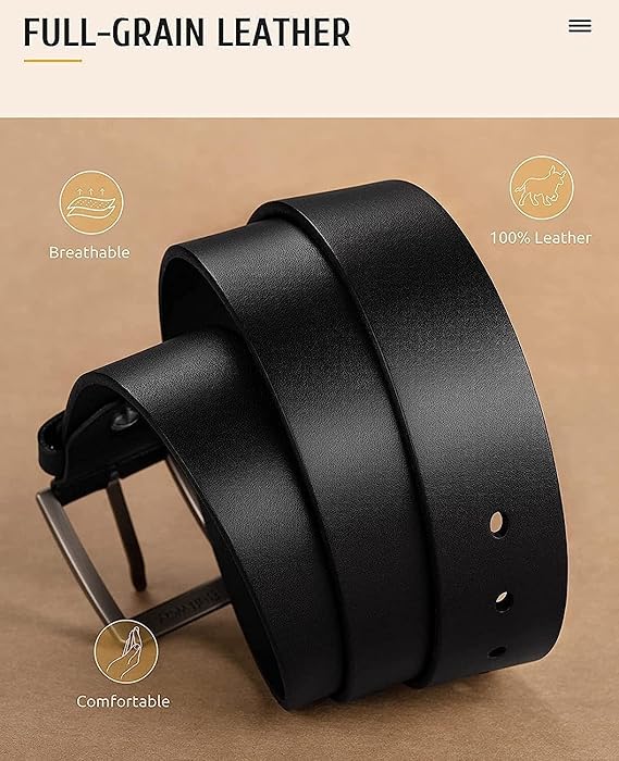 Creature Formal/Casual Black Color Genuine Leather Belts For Men (Length- 46 inches||40MM||BL-040-BLK) (BLACK)