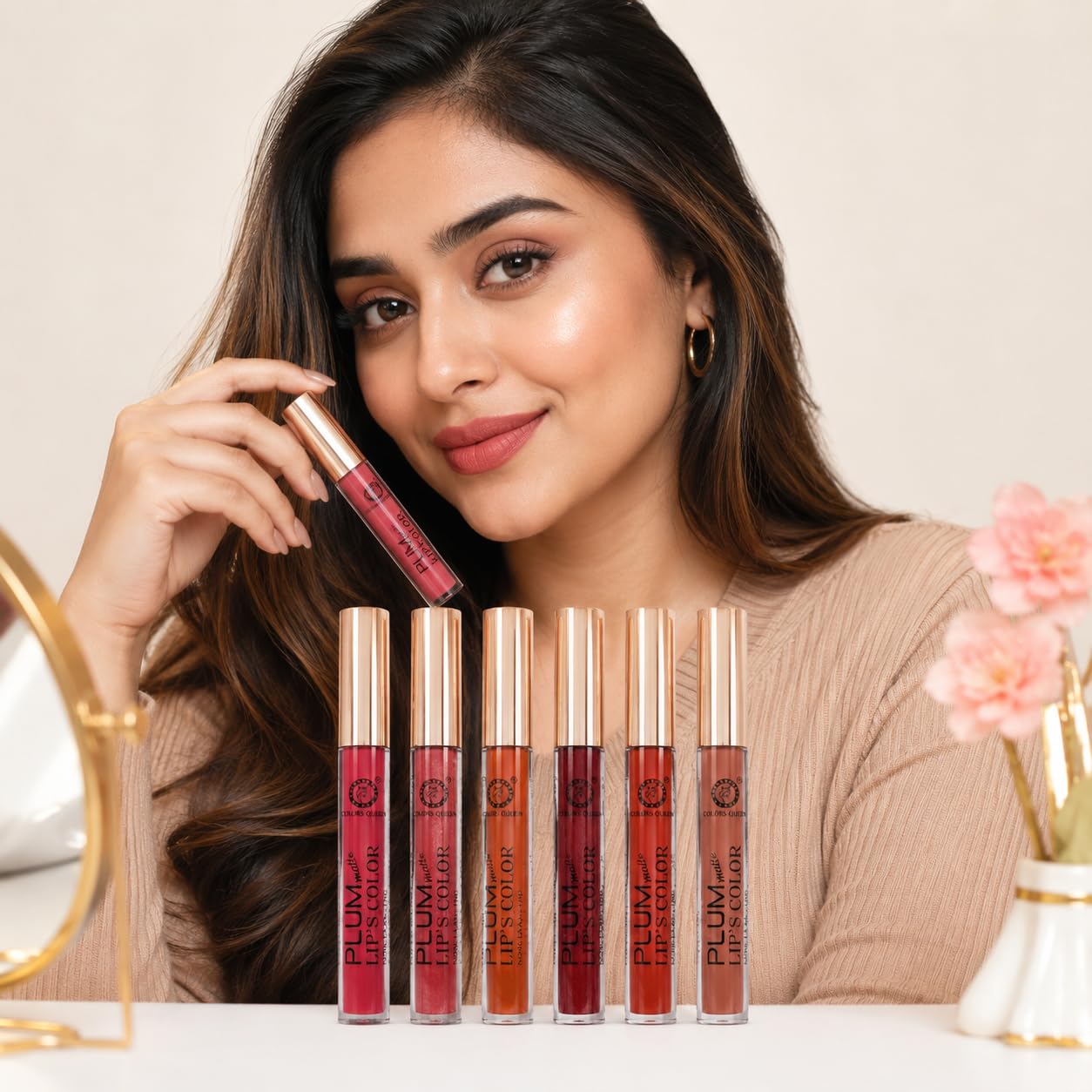 Plum Matte Lip Color Long Lasting Liquid Lipstick Set for Women (Pack of 6 Shades)