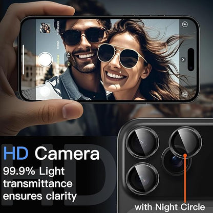 AIG Camera Lens Protector for iPhone 17 Pro / Pro Max – 9H Tempered Glass with Metal Ring, Scratch Resistant, HD Clear (BLACK)