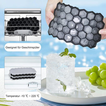 AIG Silicone Ice Cube Trays with Lids – 4 Pack Easy-Release Hexagon Ice Maker for Freezer, Reusable Food-Grade Ice Molds for Cocktail Bar, Whiskey, Iced Coffee & Home Kitchen (BLUE+PURPLE+GREEN+YELLOW)