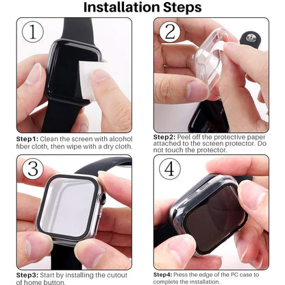 AIG Apple Watch 41mm Hard Case with Tempered Glass Screen Protector, Ultra-Thin Protective Cover for Series 9/8/7 - Starlight+Clear (02 PACK)