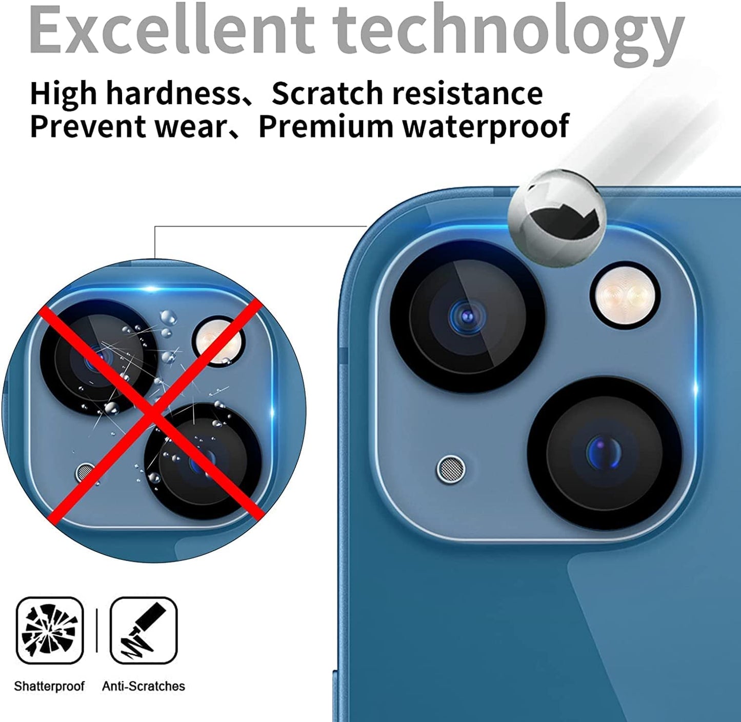AIG ( 2 PACK) Camera Lens Protector for IPHONE 14/14 PLUS, 15/15 PLUS (TRANSPARENT) UHD 9H Camera Glass, Scratch and Drop Resistant, Easy Self-Installation.