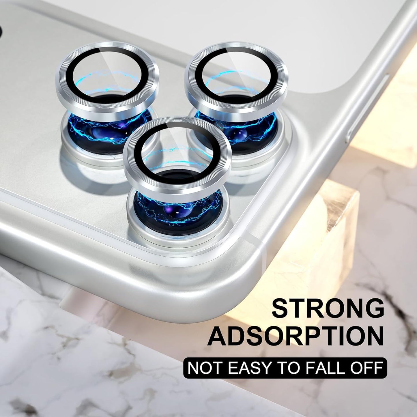 AIG Camera Lens Protector for iPhone 17 Pro / Pro Max – 9H Tempered Glass with Metal Ring, Scratch Resistant, HD Clear (Silver)