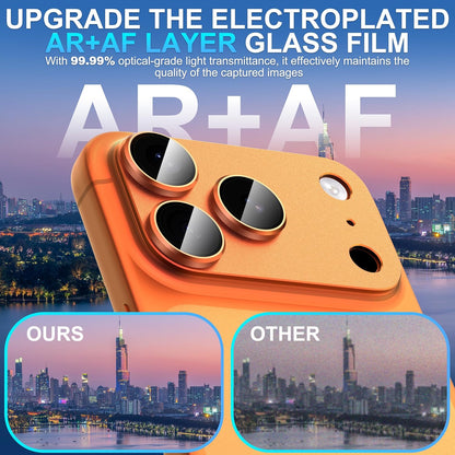 AIG Camera Lens Protector for iPhone 17 Pro Max – 9H Tempered Glass, Metal Ring, Orange Joint