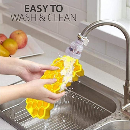 AIG Silicone Ice Cube Trays with Lids – 3 Pack Easy-Release Hexagon Ice Maker for Freezer, Reusable Food-Grade Ice Molds for Cocktail Bar, Whiskey, Iced Coffee & Home Kitchen (Yellow)