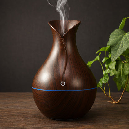 Aroma Diffuser Humidifier for Room & Home | Wood Grain Essential Oil Diffuser | Ultrasonic Cool Mist Air Humidifier for Bedroom | 3 Colour LED Light | Touch Control | Auto Shut-Off | 200ml