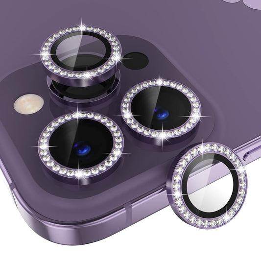 AIG iPhone 14 Pro/14 Pro Max Camera Lens Protector Bling – Purple Diamond