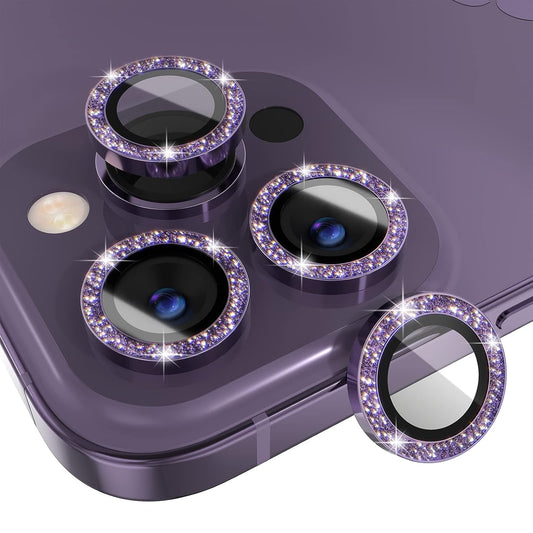 AIG iPhone 14 Pro/14 Pro Max Camera Lens Protector Bling – Glitter Purple