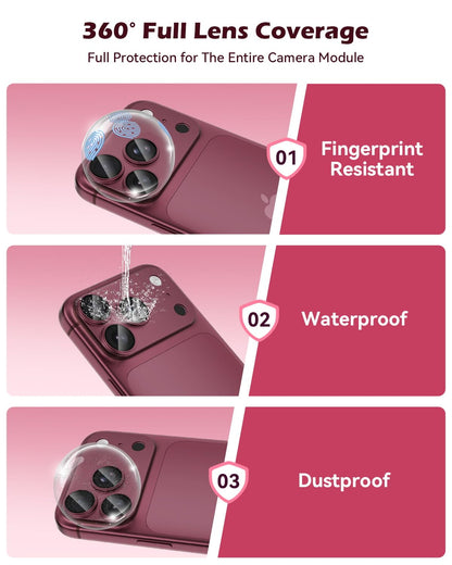AIG Premium All-Metal Camera Lens Protector for iPhone 18 Pro Max – Burgundy