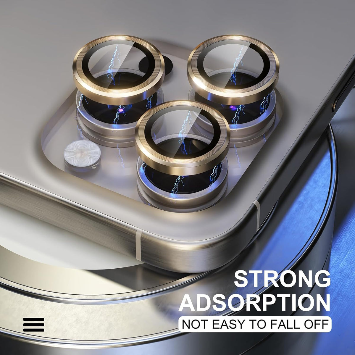 AIG Camera Lens Protector for iPhone 15 Pro/15 Pro Max – UHD 9H Glass, Titanium Gold