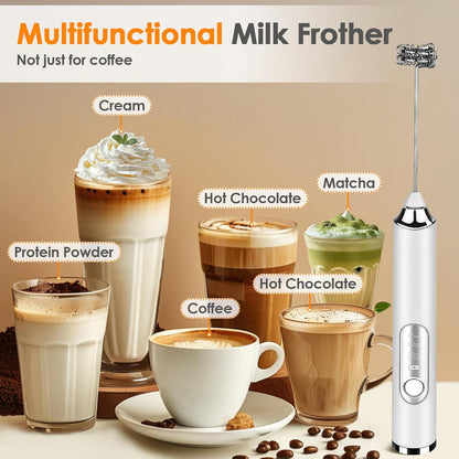 AIG Rechargeable Milk Frother & Coffee Whisk – Electric Handheld Coffee Mixer, Dual Spring Frothing Technology, Drink Mixer & Beater, Multi