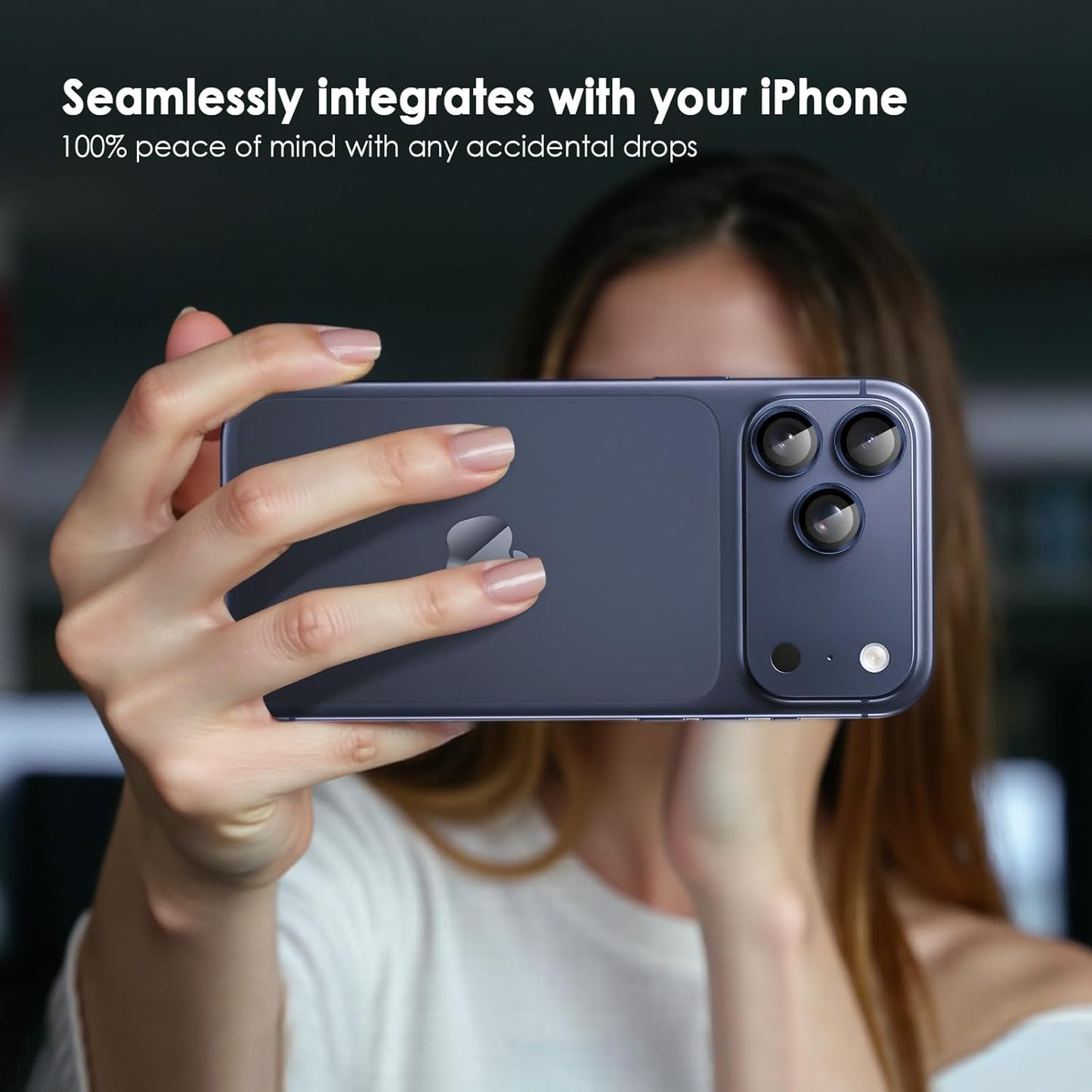 AIG Camera Lens Protector for iPhone 17 Pro / Pro Max – 9H Tempered Glass with Metal Ring, Scratch Resistant, HD Clear (Blue)