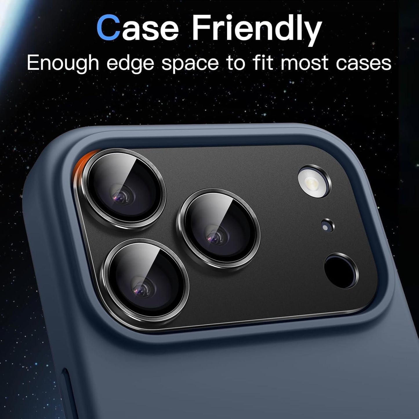 AIG Camera Lens Protector for iPhone 17 Pro – 9H Tempered Glass, Metal Ring, Black Joint
