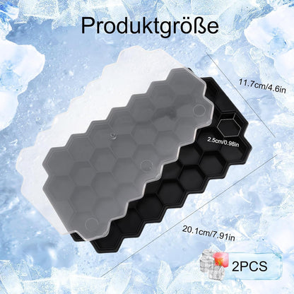 AIG Silicone Ice Cube Trays with Lids – 3 Pack Easy-Release Hexagon Ice Maker for Freezer, Reusable Food-Grade Ice Molds for Cocktail Bar, Whiskey, Iced Coffee & Home Kitchen (Black)