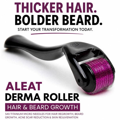 540 Titanium Microneedle Derma Roller for Hair Growth, Beard Growth & Face Skin Care | Acne Scars, Anti-Aging & Collagen Boosting Roller (0.5mm)