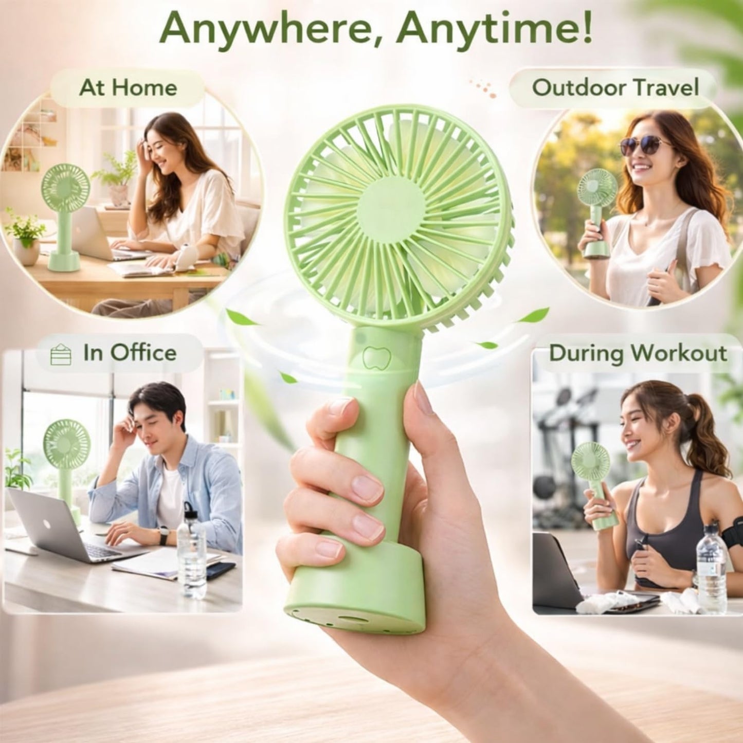 Rechargeable Mini Fan | USB Portable Handheld Cooling Fan with Stand, High Speed Personal Desk & Travel Fan
