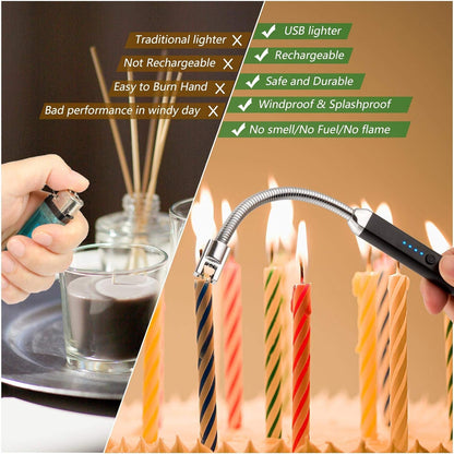 Rechargeable Electric Gas Lighter – 360° Flexible Windproof Plasma USB Lighter for Gas Stove & Candles | Safe Flameless Kitchen & Outdoor Use