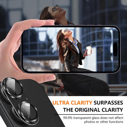 AIG Camera Lens Protector for iPhone 16 / 16 Plus – Tempered Glass with Metal Frame - Black Joint