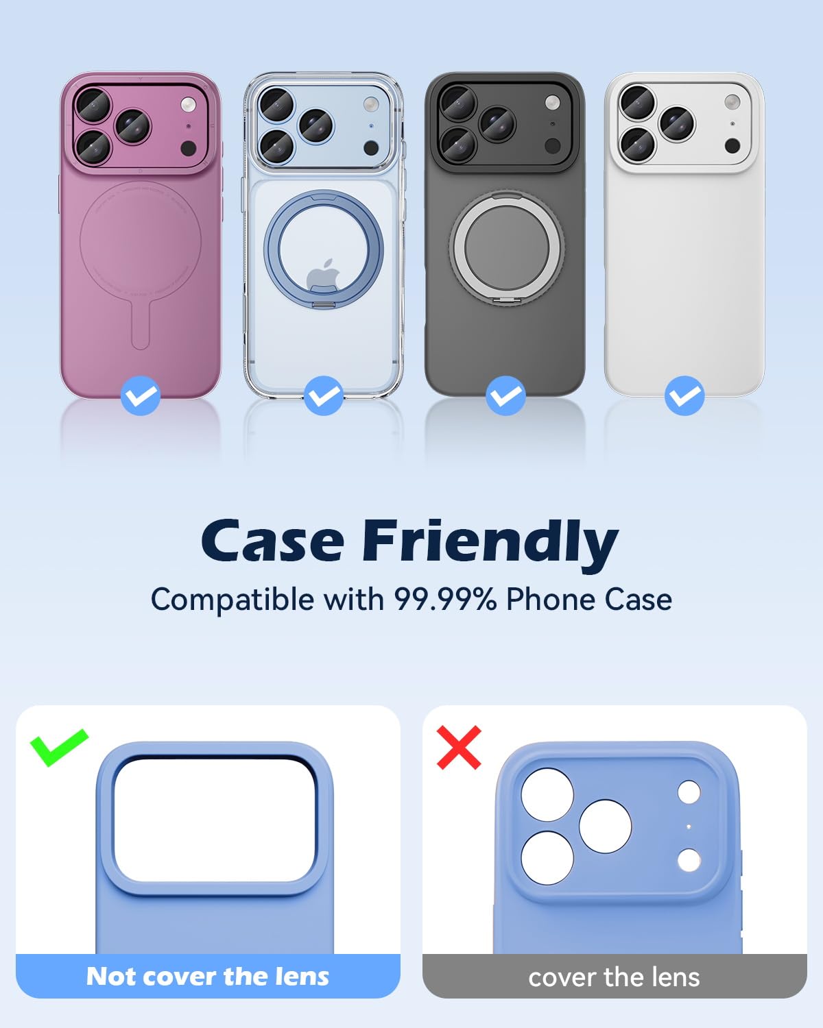 AIG Premium All-Metal Camera Lens Protector for iPhone 18 Pro Max – Light Blue