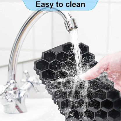 AIG Silicone Ice Cube Trays with Lids – 3 Pack Easy-Release Hexagon Ice Maker for Freezer, Reusable Food-Grade Ice Molds for Cocktail Bar, Whiskey, Iced Coffee & Home Kitchen (Black)