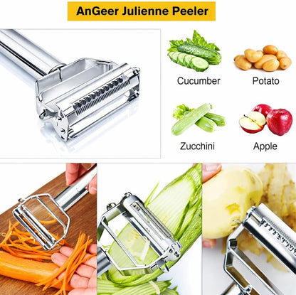 AIG Stainless Steel 3-in-1 Vegetable Peeler & Julienne Cutter – Multi-Functional Kitchen Tool for Carrot, Cucumber, Potato & More