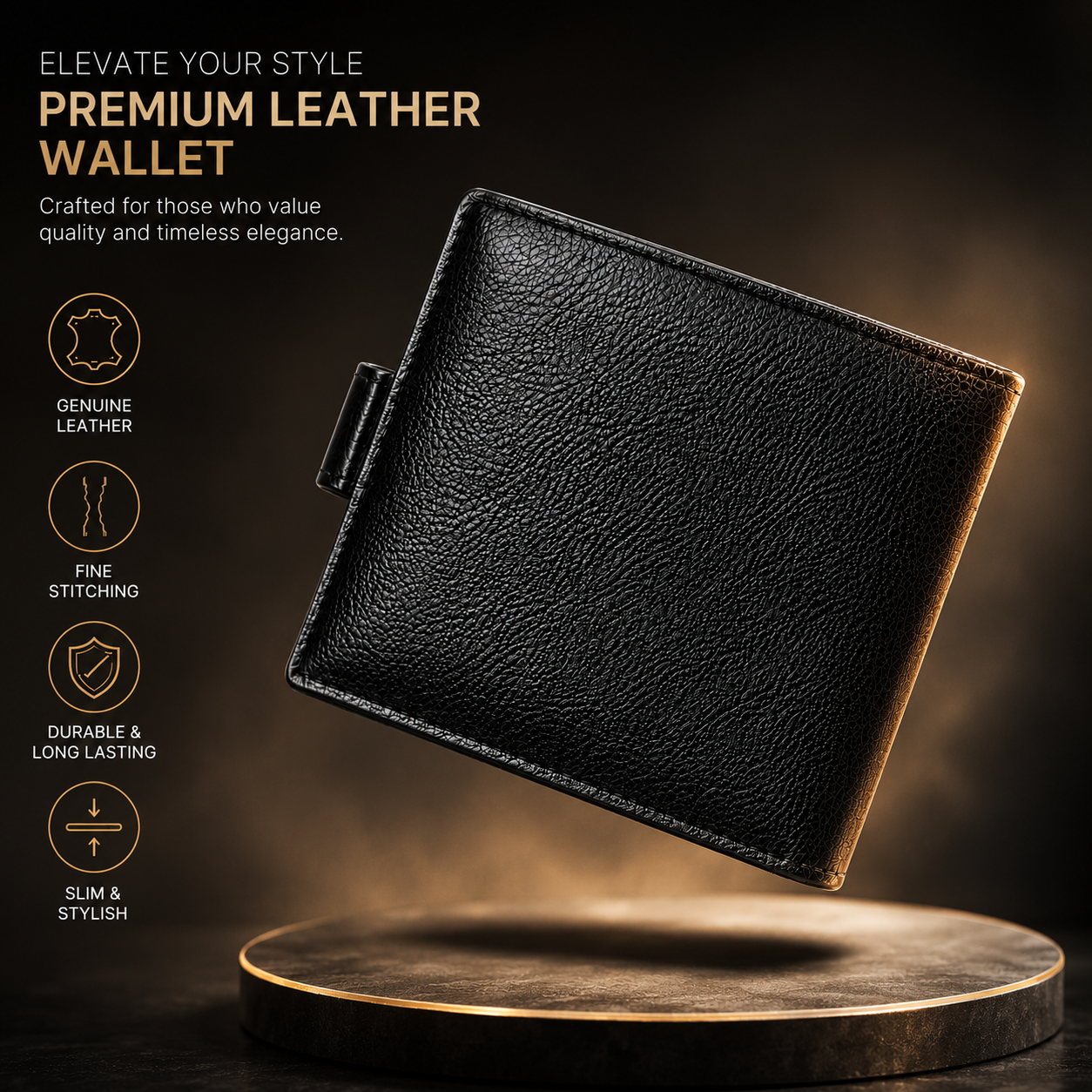Men's Premium Leather Wallet | RFID Blocking Bifold Wallet with Card Holder, Cash Compartment & Coin Pocket | Slim Stylish Wallet for Men | Black