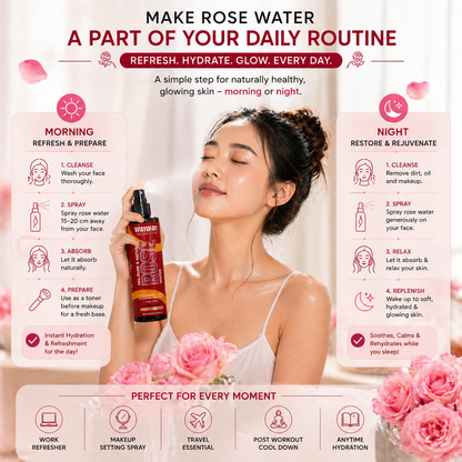 Wanwan 99% Pure & Natural Rose Water Spray 200ml | Face Toner, Facial Mist & Makeup Setting Spray | Hydrating, Refreshing & Skin Brightening | For All Skin Types | Preservative-Free Rose Water