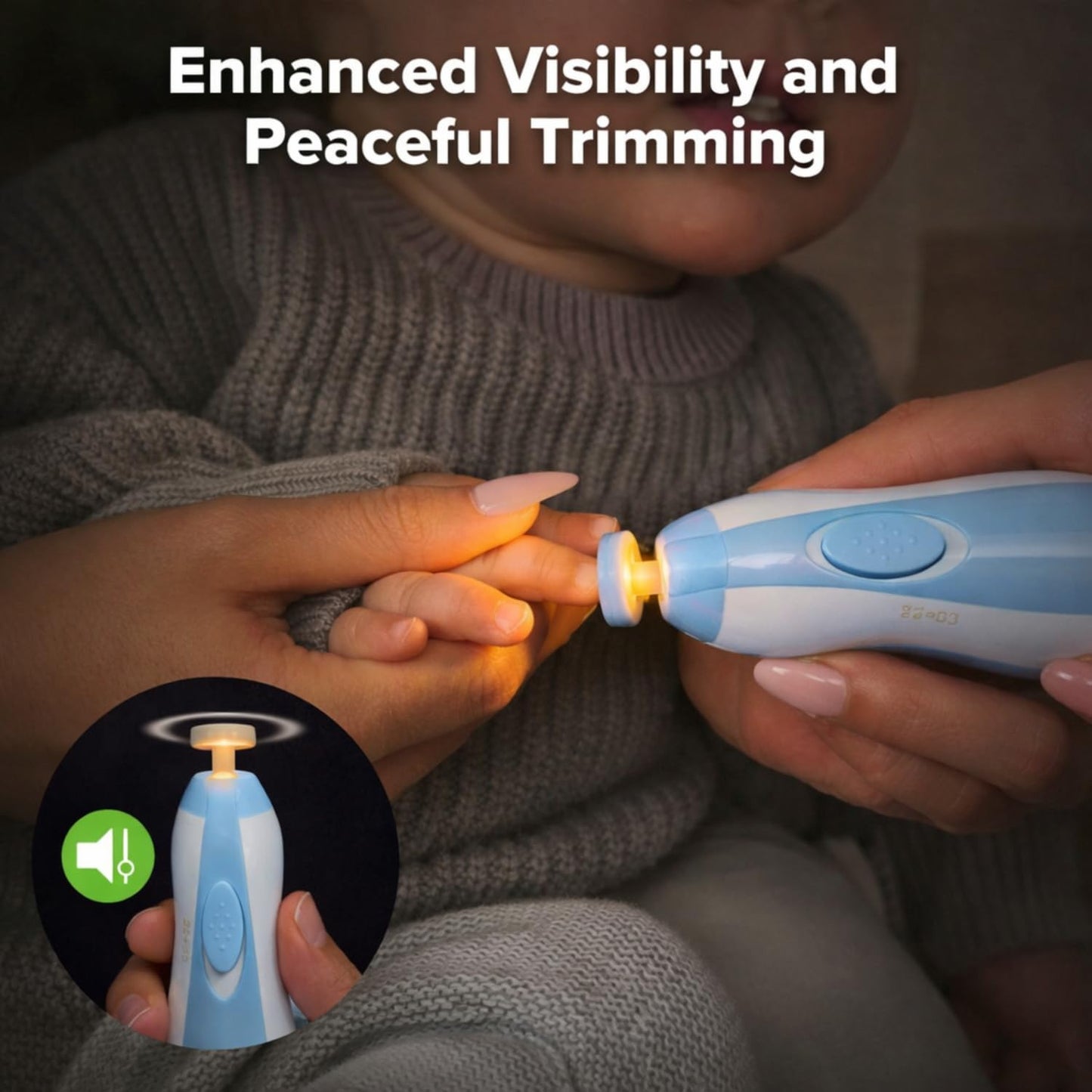 Baby Electric Nail Trimmer for New Born 0-12 Months | Baby Nail Cutter with LED Light & 6 Filer Heads | Safe Infant Nail File & Toddler Nail Clipper | Manicure Set for Infants | Newborn Essentials | 1 Year Warranty (Baby Blue)